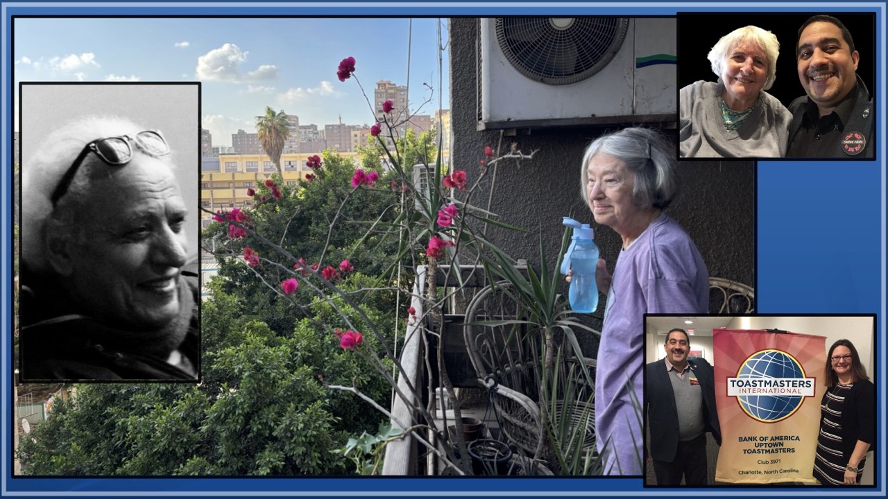 Bloom banner - Bakh, Marilyn next to the empty chair, Julie & Samir, Samir & Heather